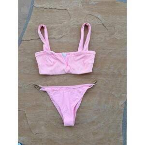 NEW pink L SPACE two piece swimsuit bikini size large